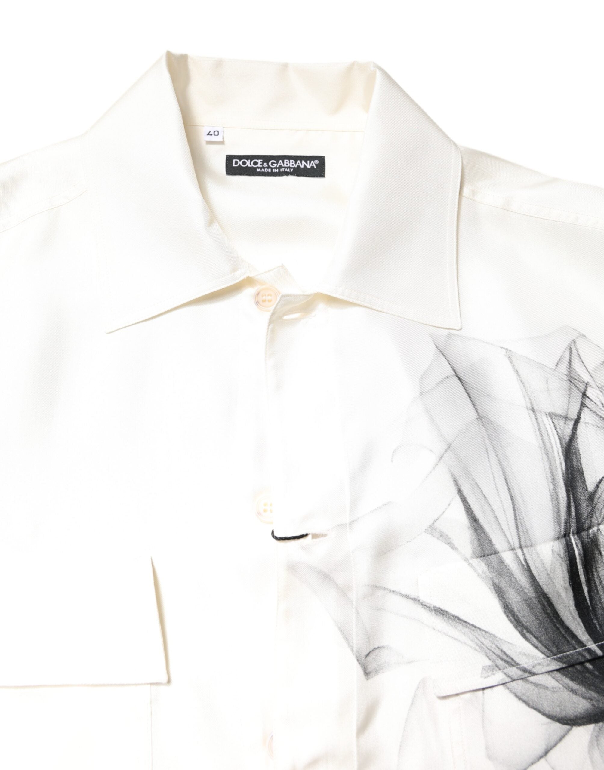 Dolce & Gabbana Ivory Silk Long Sleeve Shirt for Men Casual Shirt